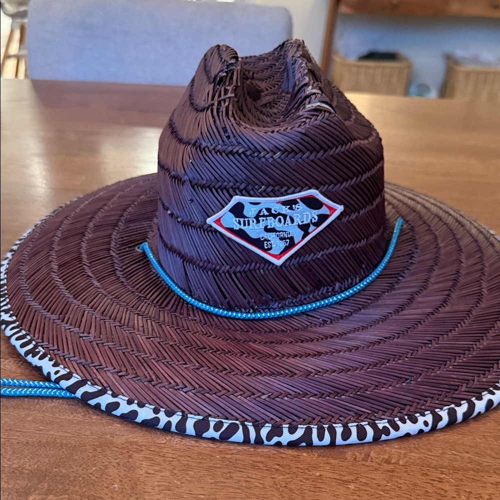 Jack’s SURFBOARDS Black Straw Hat with Blue Trim